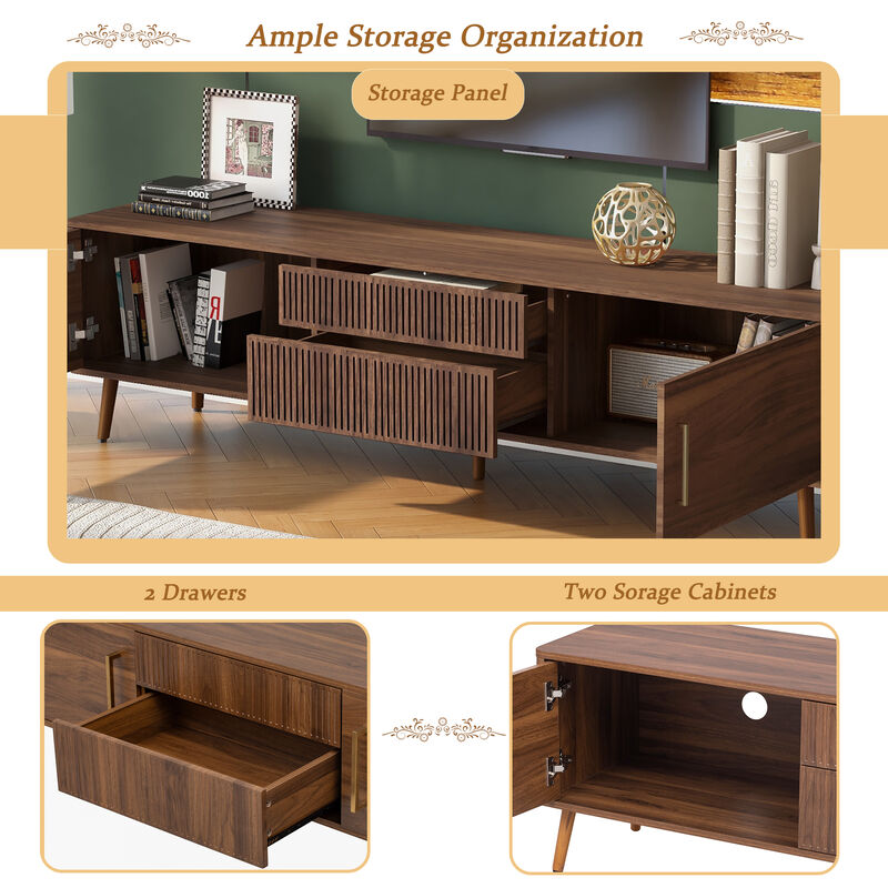 Merax Mid Century Media Console Table TV Stand with 2 Drawers