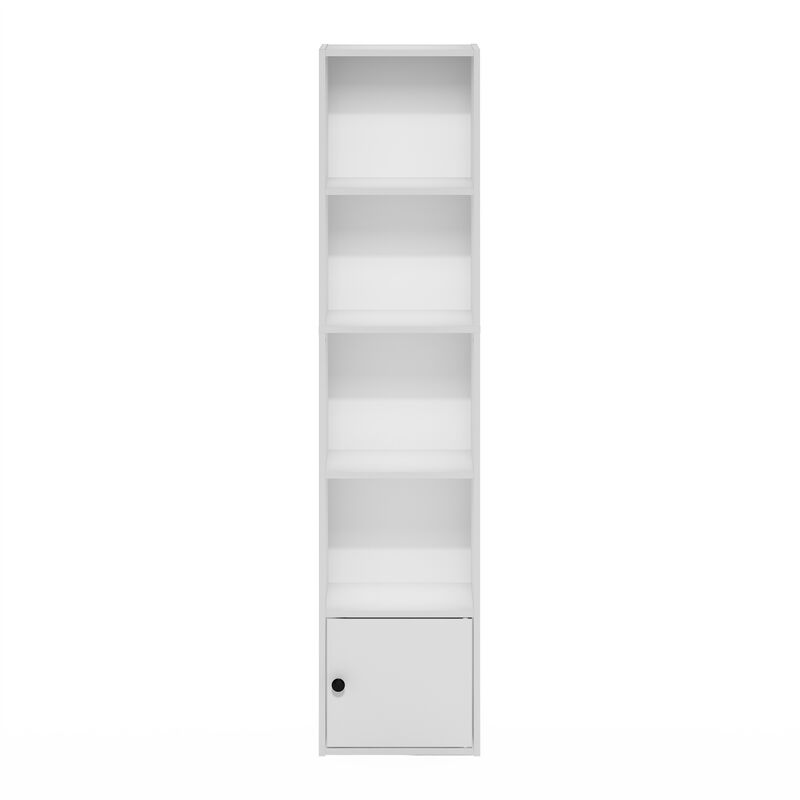 Furinno Luder Shelf Bookcase with 1 Door Storage Cabinet, White