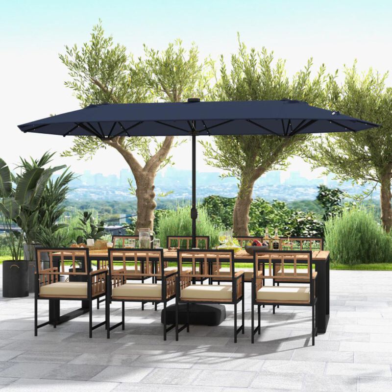 Hivvago 13FT Double-sided Patio Umbrella with Solar Lights for Garden Pool Backyard