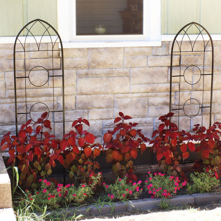 Sunnydaze 2-Piece Arched Wall Trellis with Flowerpot Supports