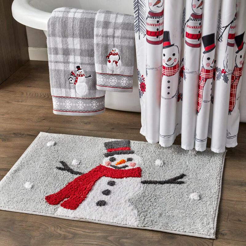 SKL Home By Saturday Knight Ltd Whistler Snowman Bath Towel - 24X48", Gray