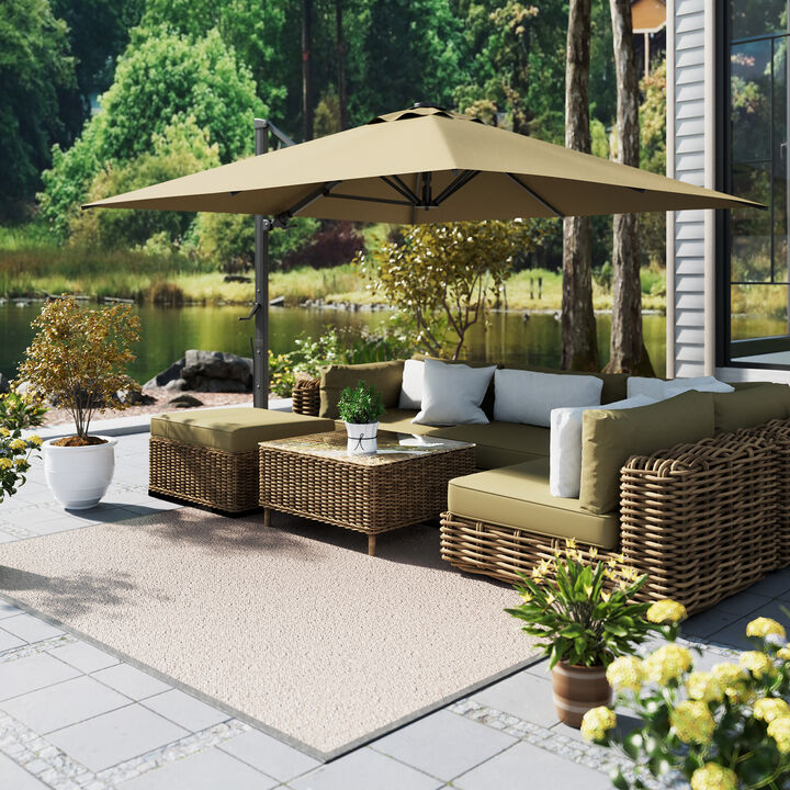 MONDAWE 10ft Square Solar LED Cantilever Patio Umbrella for Outdoor Shade