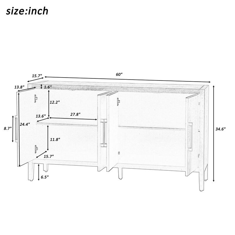 Merax Retro Storage Cabinet Sideboard with Adjustable Shelves