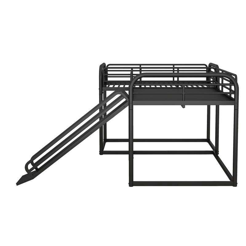 Quad L-Shaped Bunk Bed with Slide