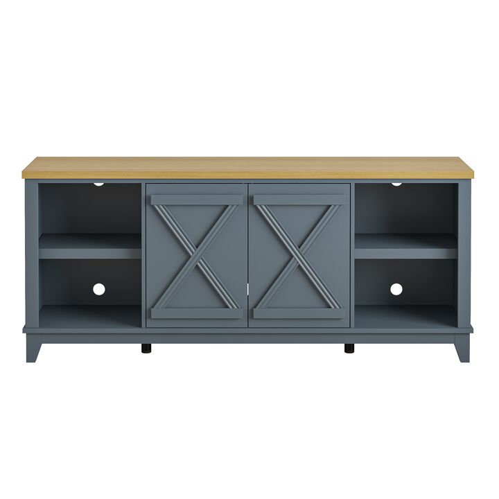 FESTIVO 70" TV Stand w/ Patterned Doors & Two-Tone Finish Fits TVs up to 75"