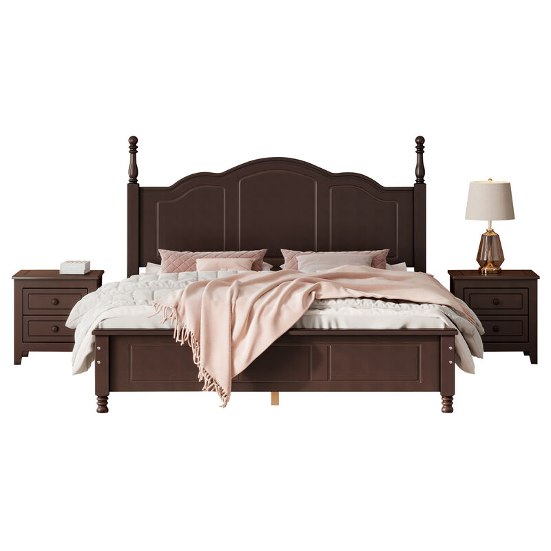 Merax Platform Bed and Two Nightstands Bedroom Sets