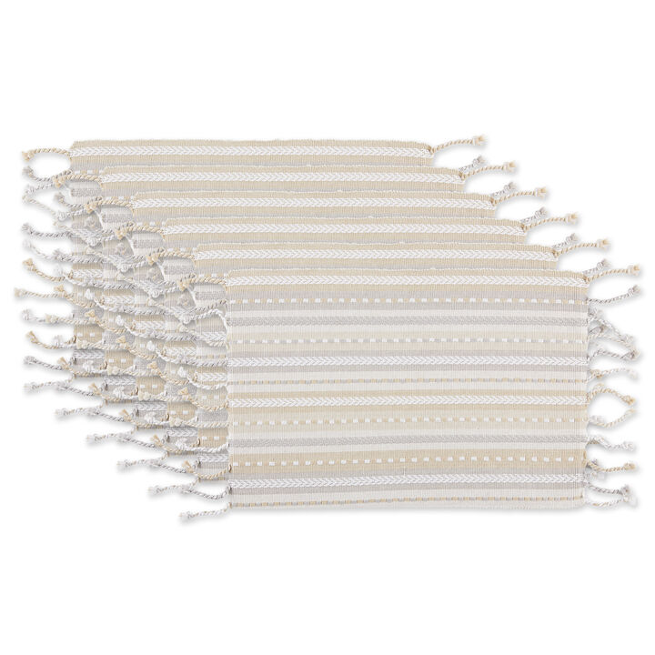 Set of 6 White Decorative Placemats  19"