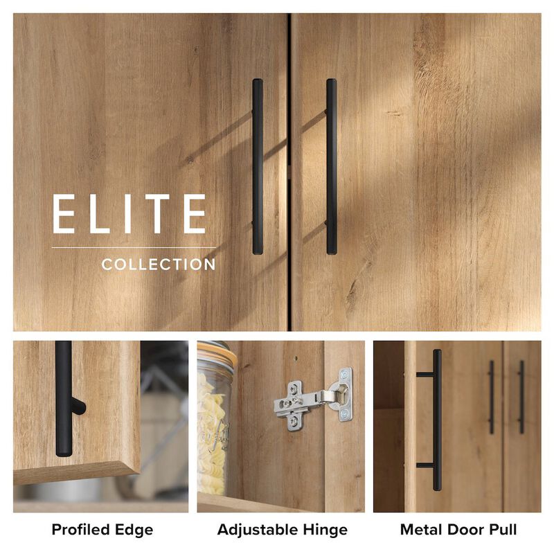 Prepac Elite 32 inch Storage Cabinet, 16 D x 32 W x 65 H, Oak