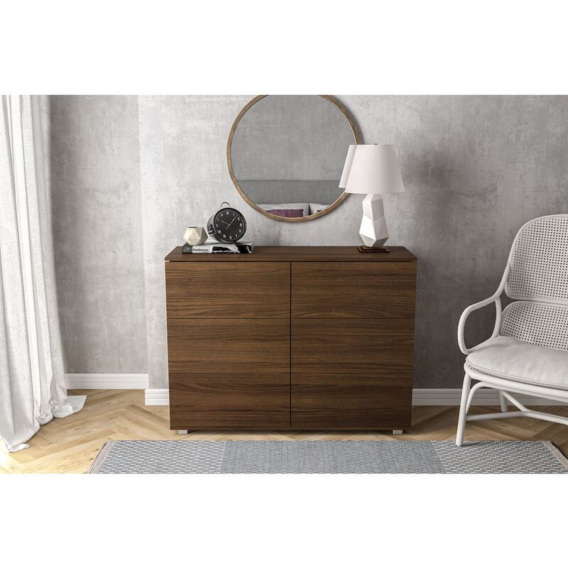 Polifurniture Madison Modern 6 Drawer Double Dresser, Walnut