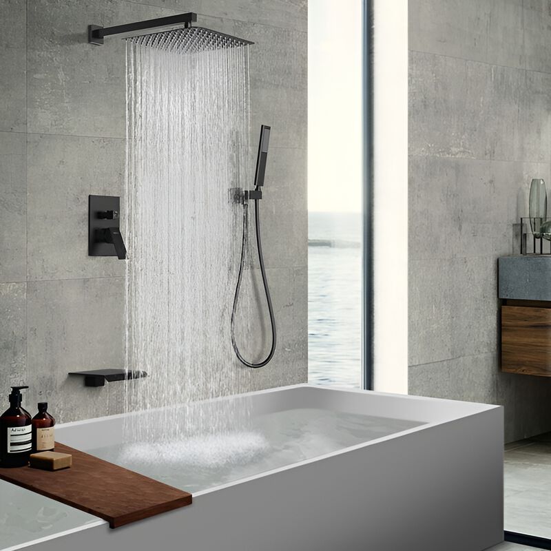 Waterfall Tub Faucet Set with Rain Shower Head, Male NPT Connection