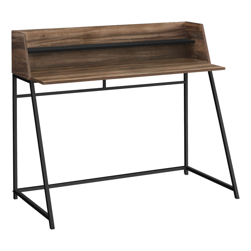 Monarch Specialties I 7548 Computer Desk, Home Office, Laptop, Storage Shelves, 48"L, Work, Metal, Laminate, Brown, Black, Contemporary, Modern