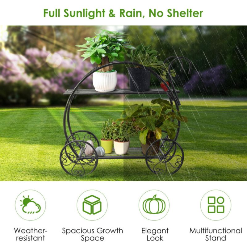 Hivvago Heavy Duty Metal Flower Cart Plant Stand