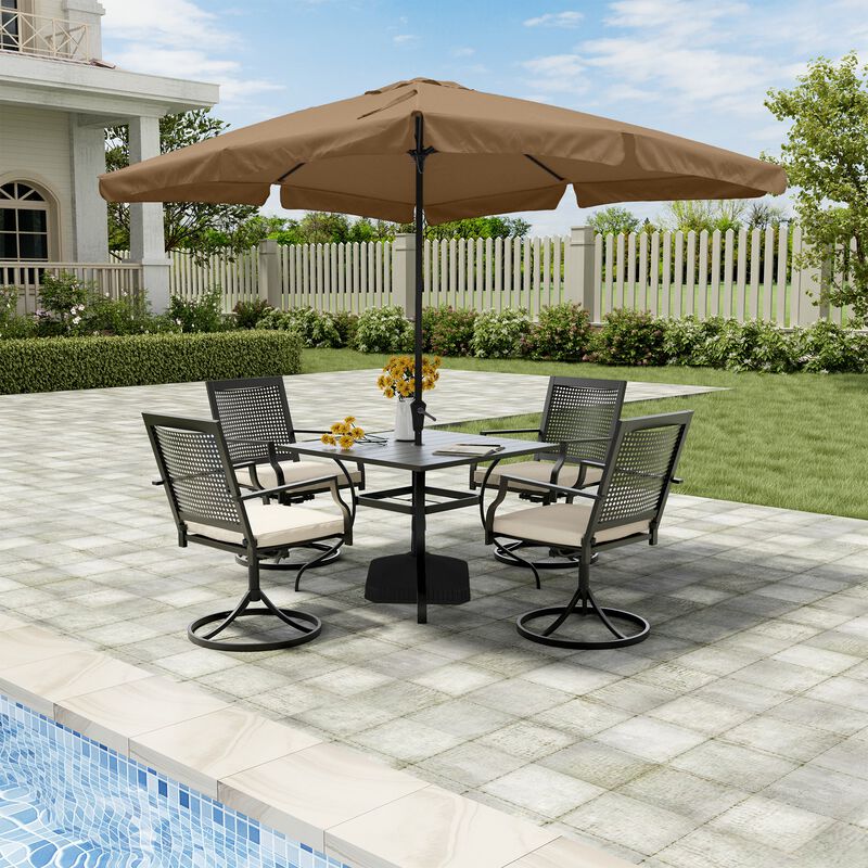 Mondawe 8 ft. x 10 ft. Skirted Canopy Outdoor Patio Square Market Umbrella With Base Stand