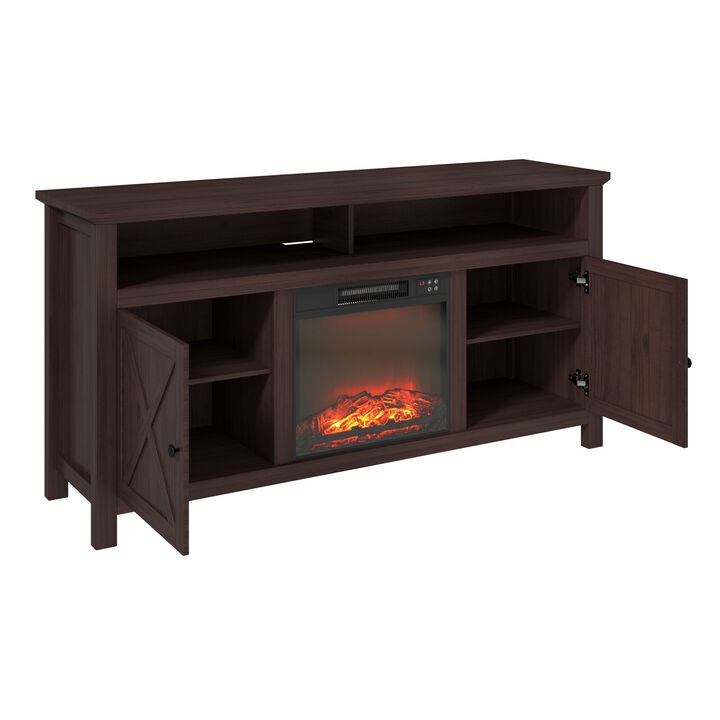 Brown TV Stand Fits TVs up to 60 in. with Electric Fireplace