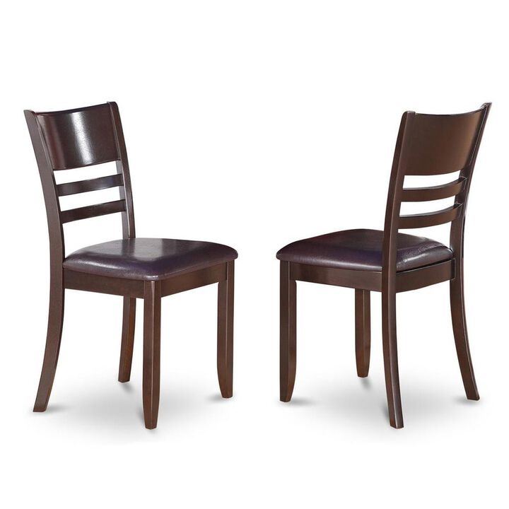 East West Furniture Lynfield  Dining  Chair  with  Faux  Leather  Upholstered  Seat  in  Cappuccino  Finish,  Set  of  2