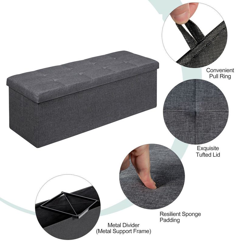 Fabric Folding Storage with Divider Bed End Bench