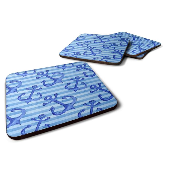 Caroline's Treasures Beach Watercolor Anchors Decorative coasters, 3.5, Multicolor