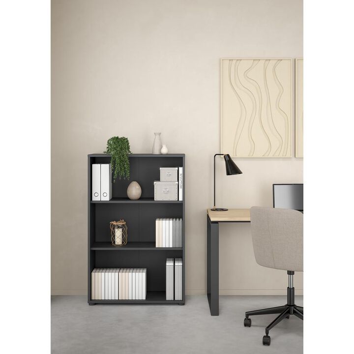 Tvilum Sign Adjustable 3 Shelf Bookcase, Open Storage Home Office Bookshelf, Matte Grey