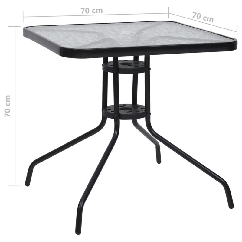 vidaXL Patio Table Black 27.6"x27.6"x27.6" Steel