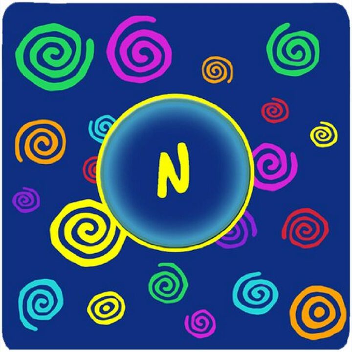Caroline's Treasures CJ1011-NFC Monogram-Blue Swirls Foam Coasters (Set of 4), Initial Letter N, 3.5 H x 3.5 W, Multicolor