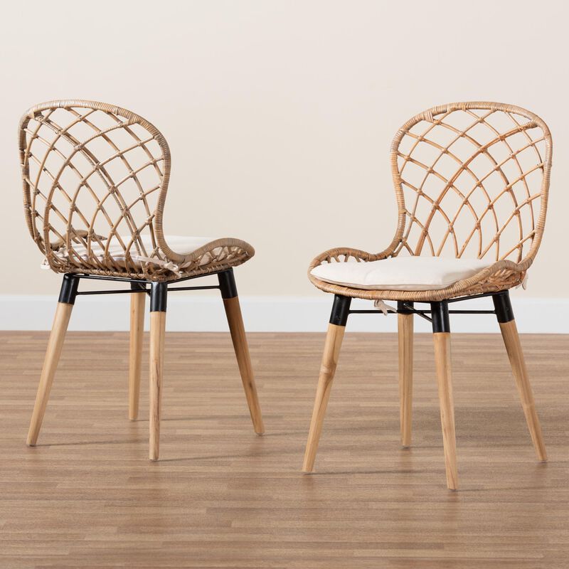 Bali & Pari Sabelle Modern Greywashed 2-Piece Dining Chair Set