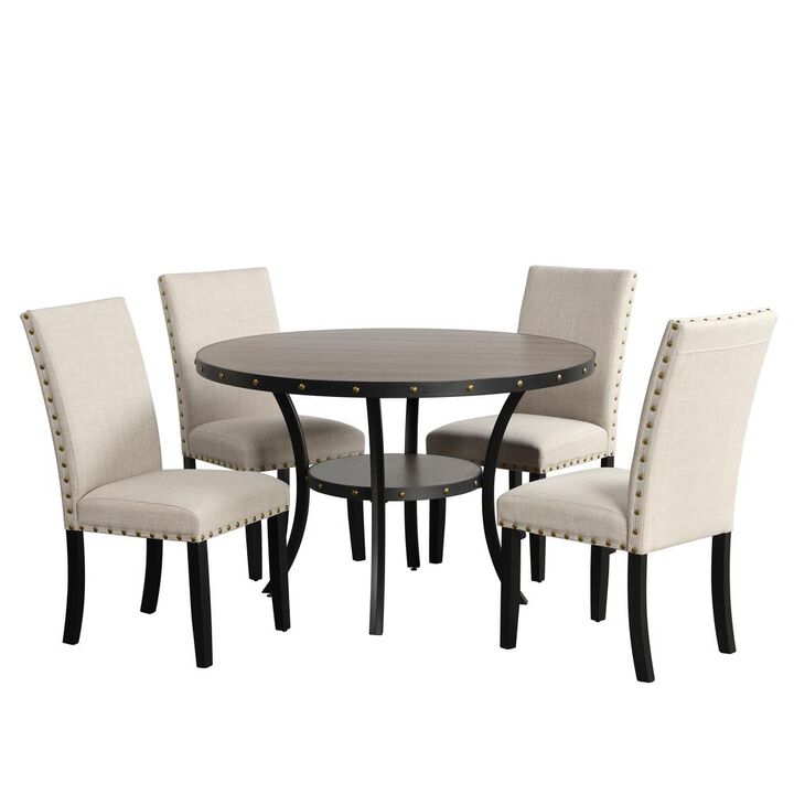New Classic Furniture Furniture Crispin 48 Round Melamine Wood Dining Table in Gray