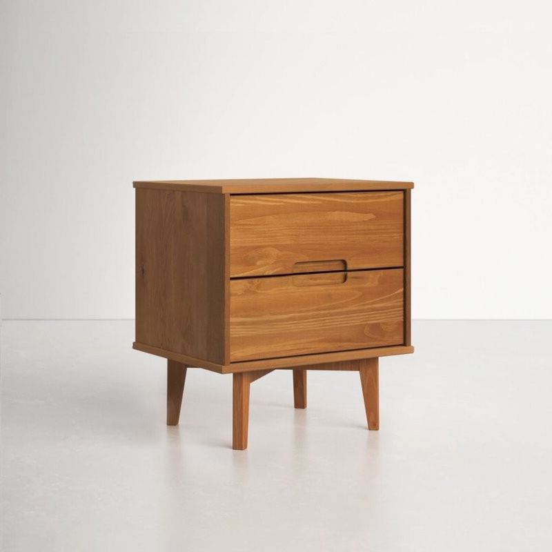 Hivvago Farmhouse 2 Drawer Solid Wood Nightstand