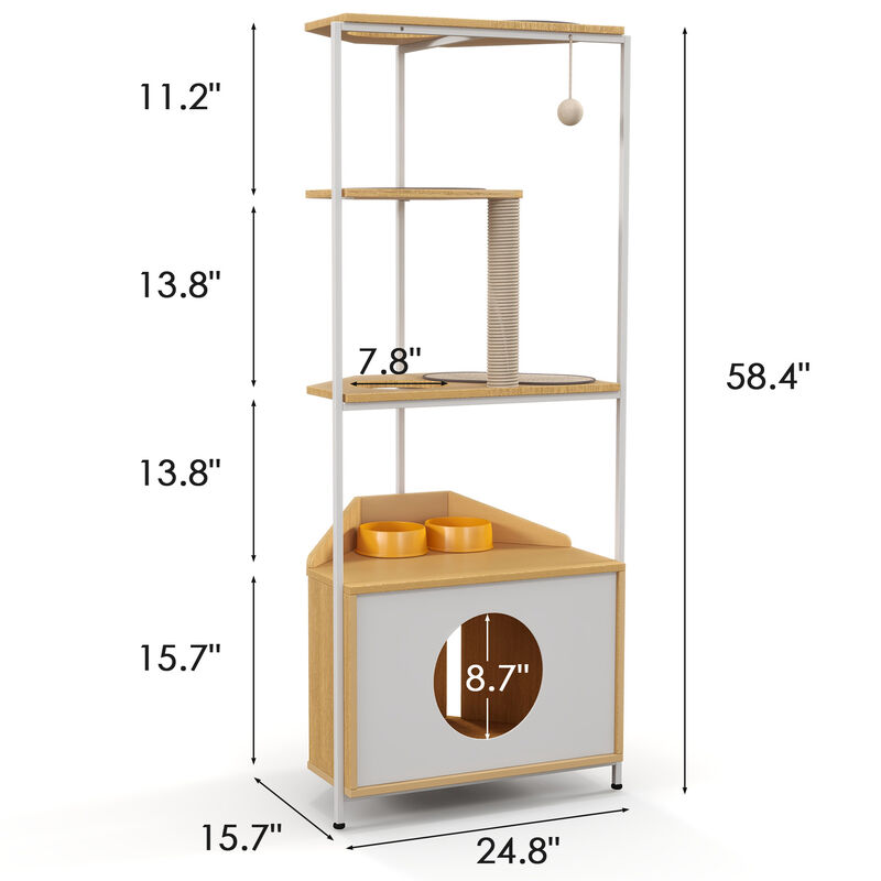 Corner Cat Tower with Scratching Posts, Perches, and Cozy Hideaways for Cats