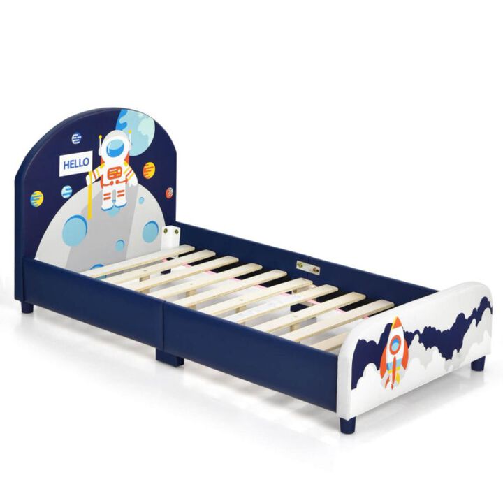 Hivvago Kids Upholstered Platform Bed with Headboard and Footboard