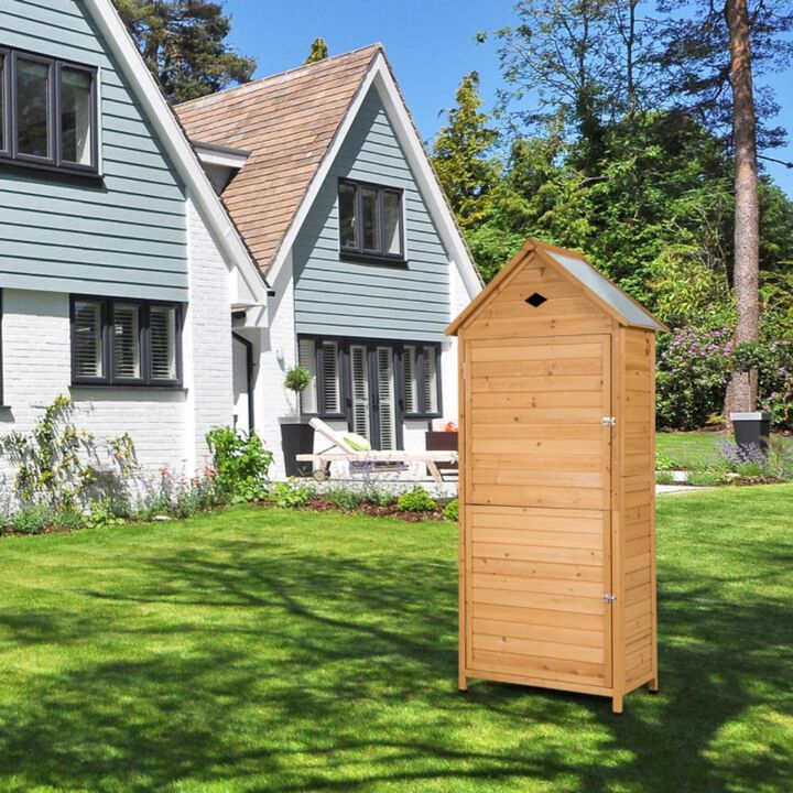 Hivvago Wooden Outdoor Lockable Garden Tool Storage