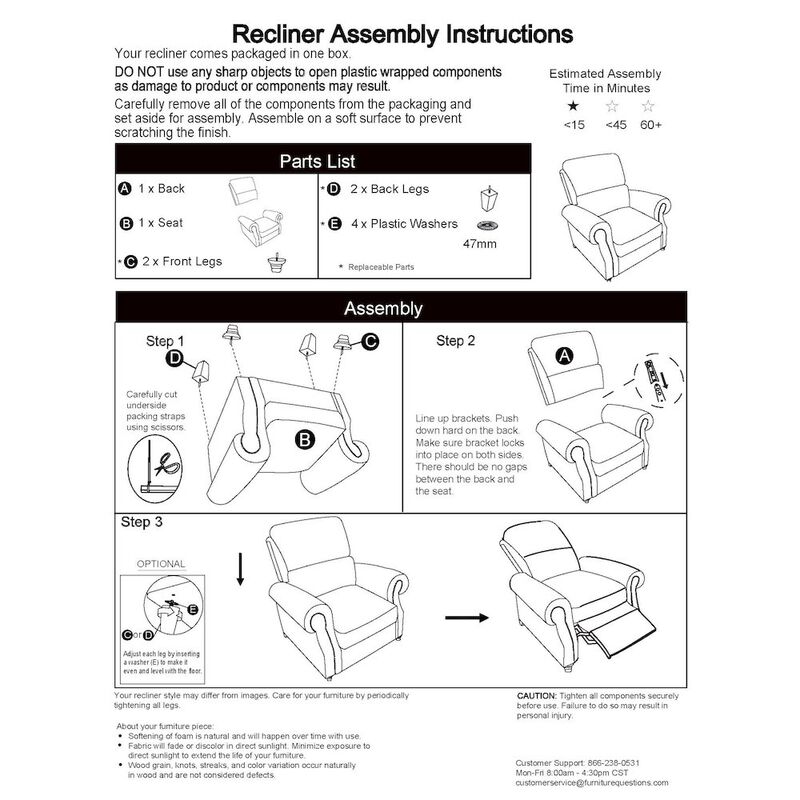 ProLounger Bustle-Back Pushback Recliner with Nailheads in Grey Chenille