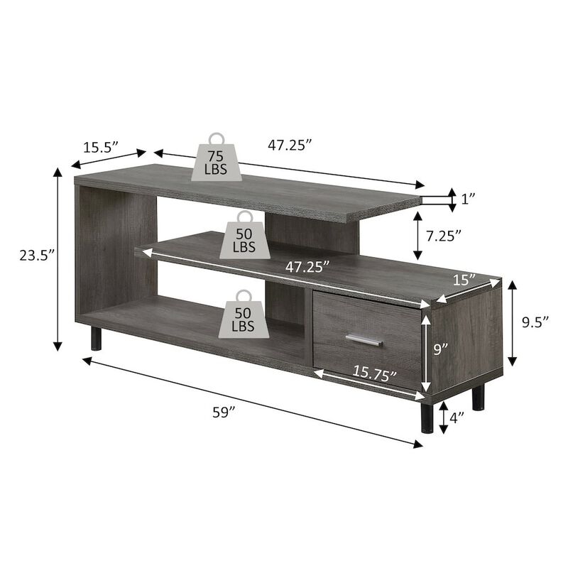 Convenience Concepts Seal II 1 Drawer TV Stand with Shelves for TVs up to 65 Inches