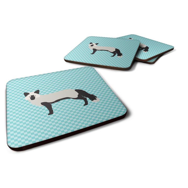 Caroline's Treasures Silver Fox Blue Check Decorative coasters, 3.5, Multicolor