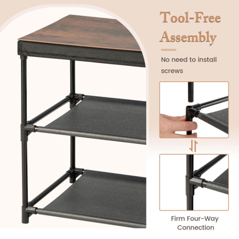 Hivvago 2-Drawer Nightstand with Removable Fabric Bins and Pull Handles-Black
