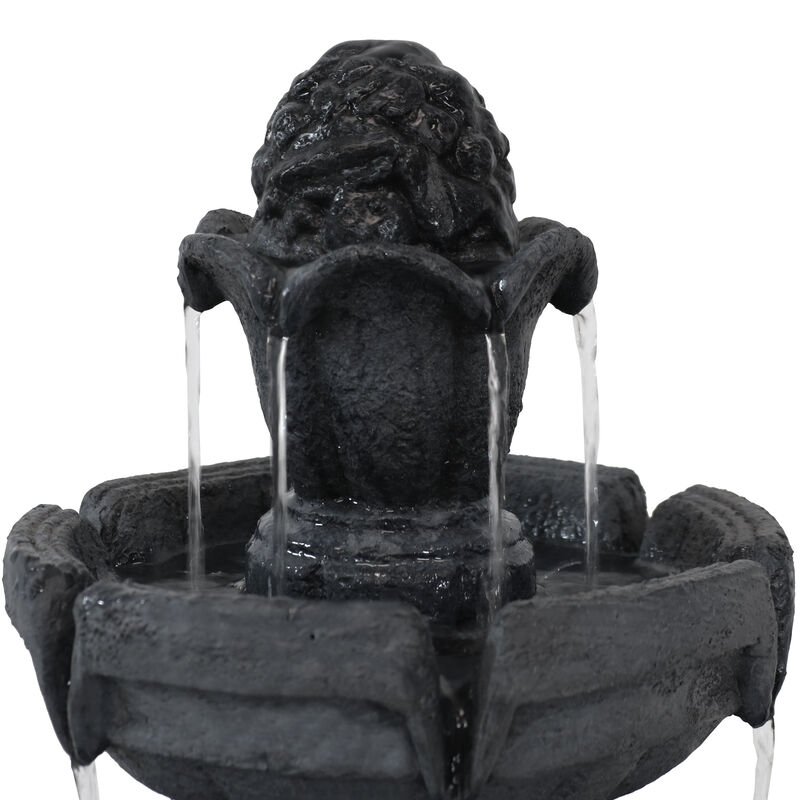 Sunnydaze Budding Fruition Polyresin Outdoor 3-Tier Water Fountain