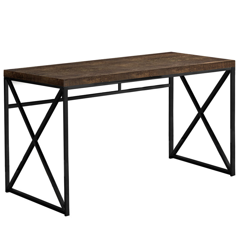 Monarch Specialties Computer Desk, Home Office, Laptop, Work, Metal, Laminate, Brown, Black, Contemporary, Modern