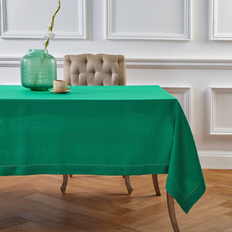 Solino Home 100% Pure Linen Tablecloth | Classic Hemstitch