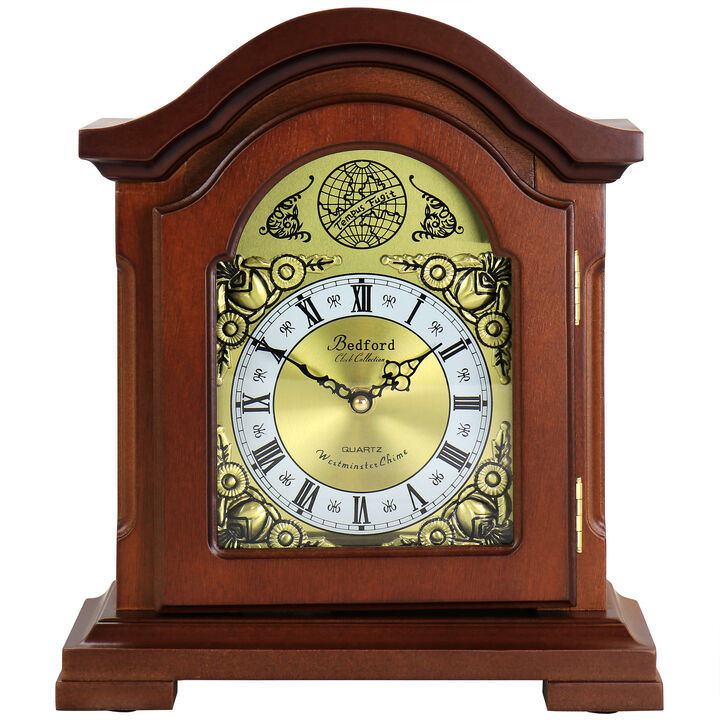 Bedford Clock Collection Mahogany Mantel Clock with Chimes Bedford Clock Collection Mahogany Mantel Clock with Chimes