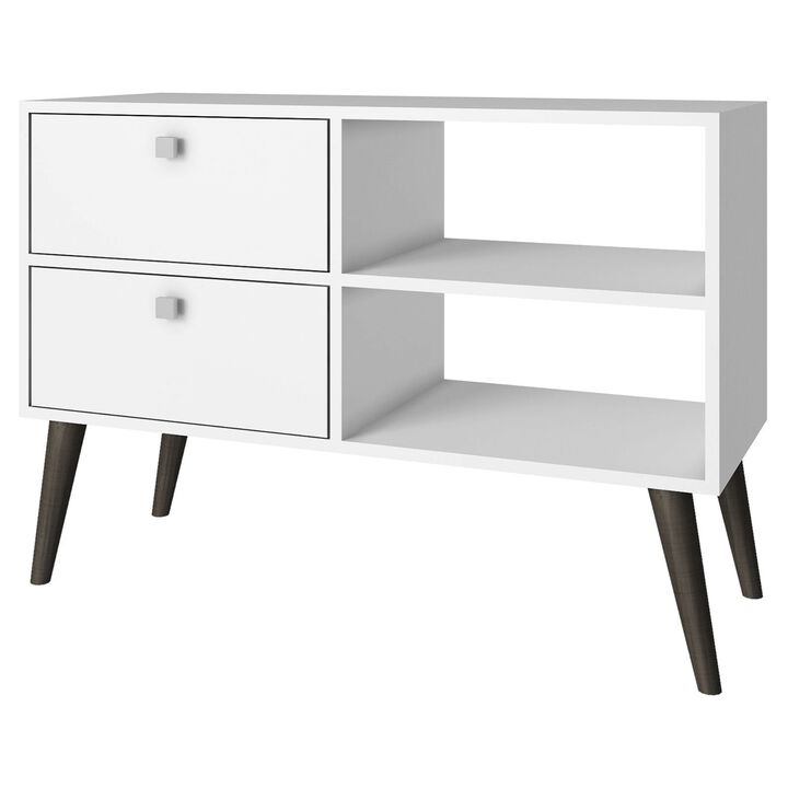 Hivvago White Grey Wood Modern Classic Mid-Century Style TV Stand Entertainment Center
