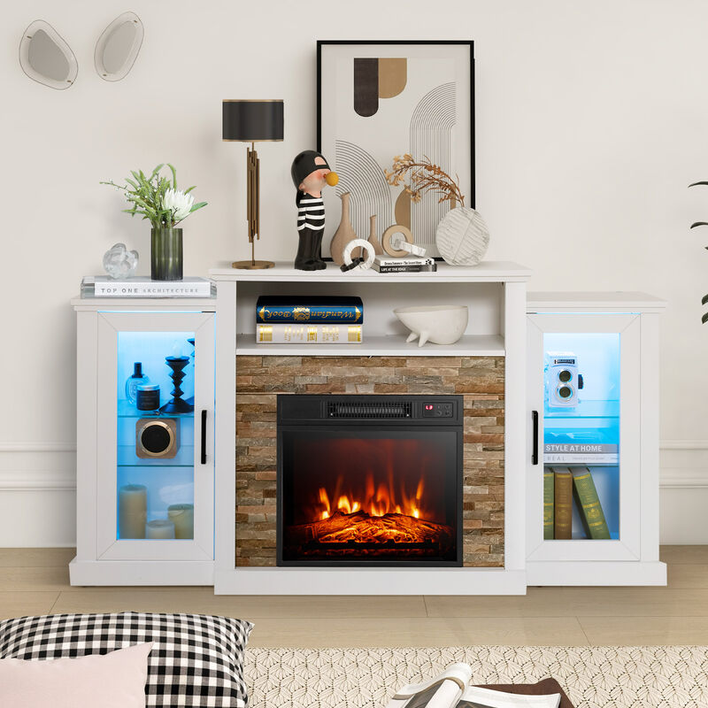 LED Fireplace TV Stand with 16-Color Lights for TVs