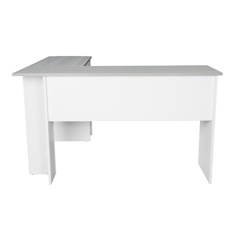 RTA Products Techni Mobili Modern L-Shaped Desk with Side Shelves, Grey