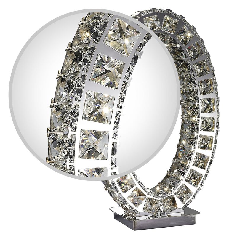 Extravaganza Table Lamp Chrome Metal and Crystal Dimmable Integrated LED