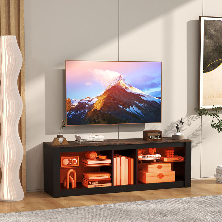 Modern TV Stand with LED Lights and Adjustable Shelves for Flat Screen TVs