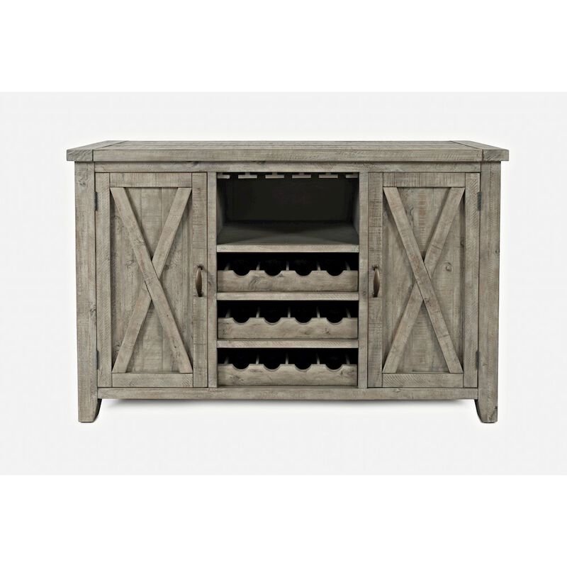 Jofran Outer Banks Reclaimed Pine Server with Wine Bottle and Glass Storage