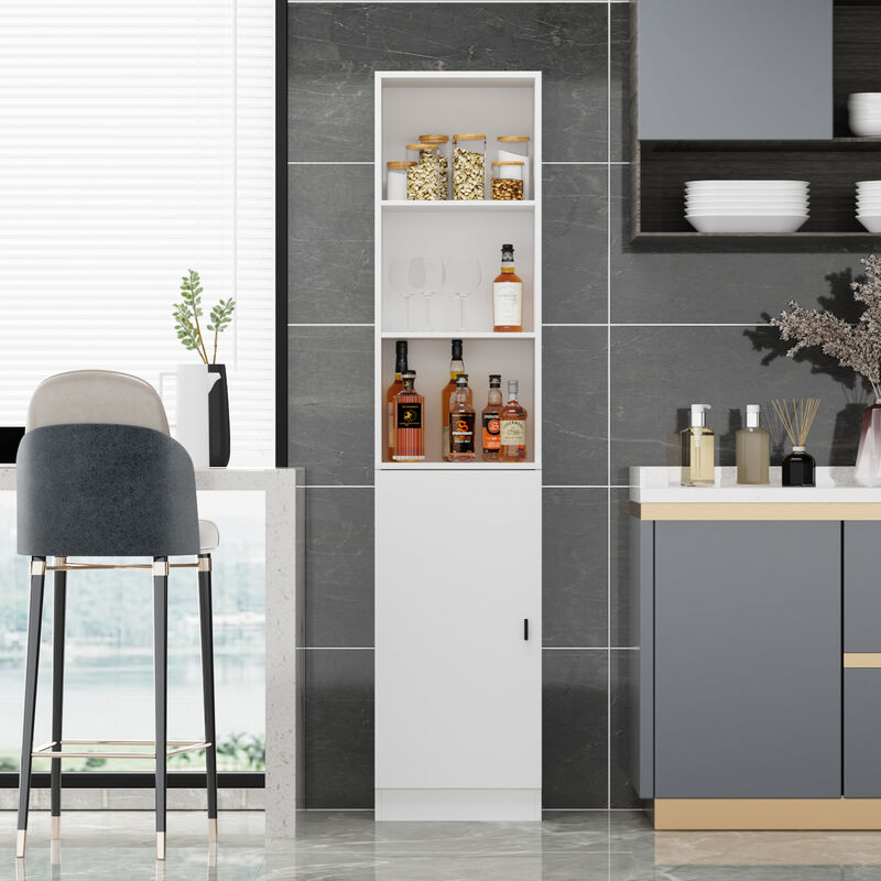 White Wood Storage Cabinet Buffet and Hutch Combination Cabinet With Shelves (157 Cabinet)