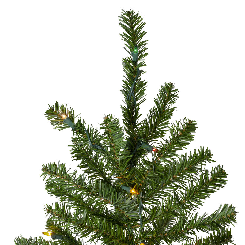 7.5' Pre-Lit Pencil Canadian Pine Artificial Christmas Tree - Multicolor Lights