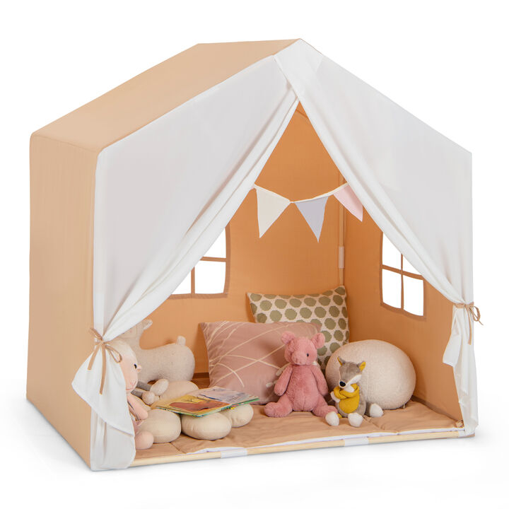 Kid's Play Tent with Washable Cotton Mat and Flag Banner Kid's Play Tent with Washable Cotton Mat and Flag Banner
