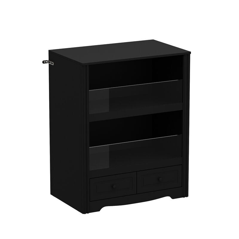 FUFU&GAGA Hamster Cage – Modern Small Animal Habitat, Stylish and Spacious Design with Storage for Accessories, (31.5" L x 19.7" W x 39.4" H), Black