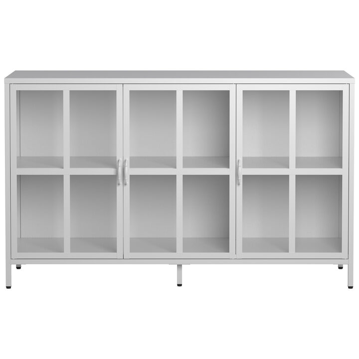 Heavy Duty Metal Modern Sideboard Buffet Cabinet with Storage Premium Steel Storage Cabinet ,Adjustable Feet,Glass Doors,Large Capacity Organizer For Living Room,Bed Room,Dining Room