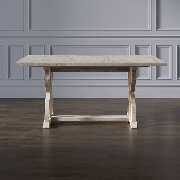 Jofran Fairview Transitional Herringbone Distressed Acacia Extension 78 Dining Table